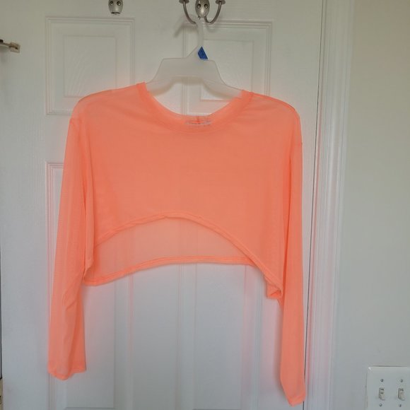 Neon orange sheer crop top - Picture 1 of 1